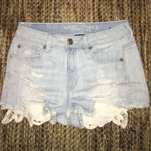 AE Womens AEO Denim Super Stretch Hi-Rise Shortie